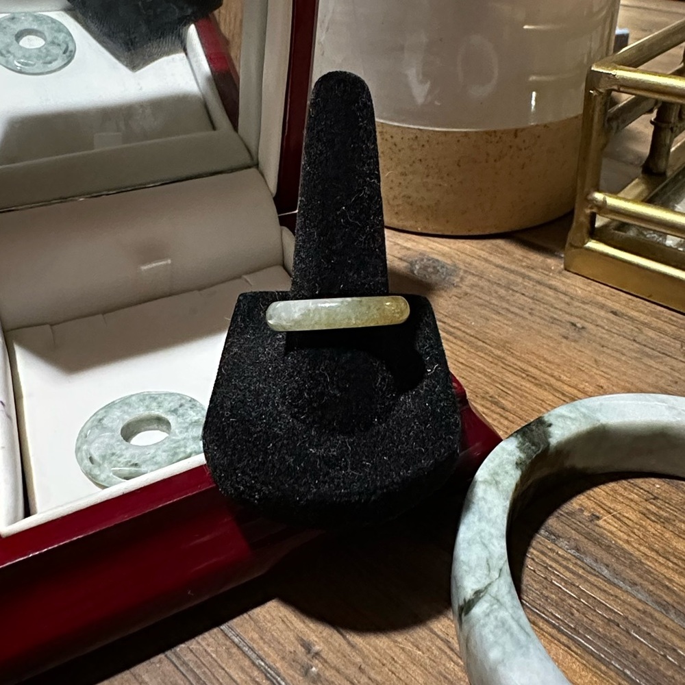Thin Burmese Jade Stackable Ring - image 2